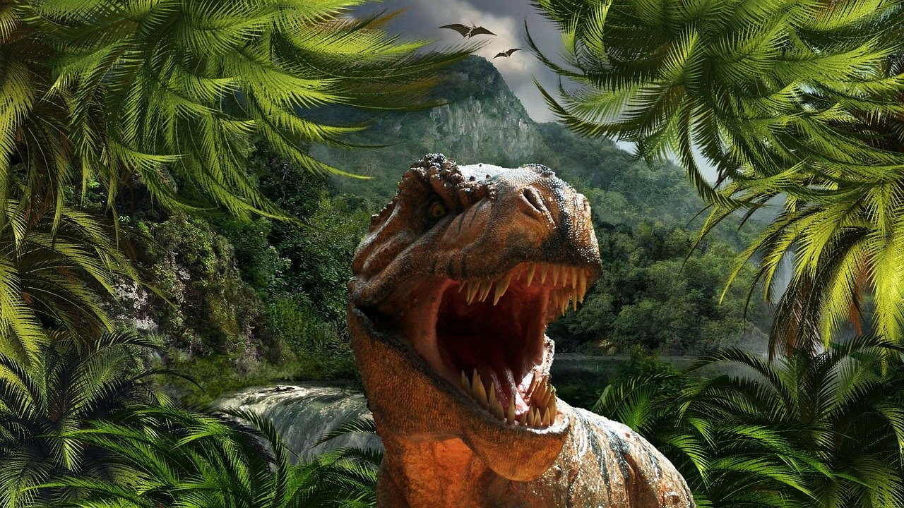 口を開けたティラノサウルスを描いたCGイラスト