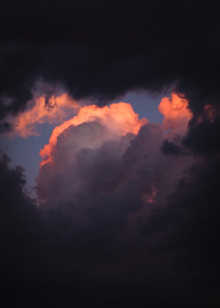 Dramatic sunset clouds with vibrant orange glow
