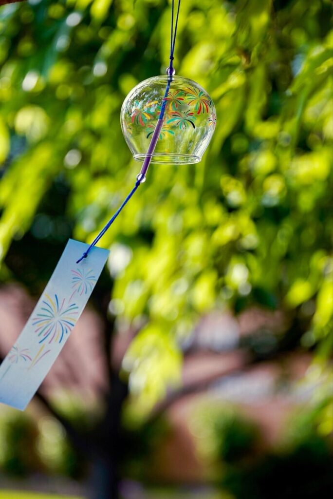 furin, wind chime, furin bell, wind bell, glass wind chime, glass wind bell, japanese, traditional, closeup